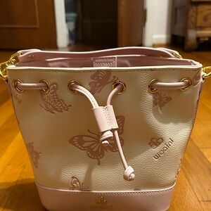 Elegant Pink and Cream Butterfly Shoulder Bag